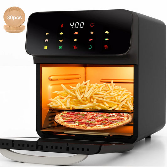 Air Fryer 12QT Convection Oven with Visible Window, 10-In-1 Multi Function and Touchscreen, Gray