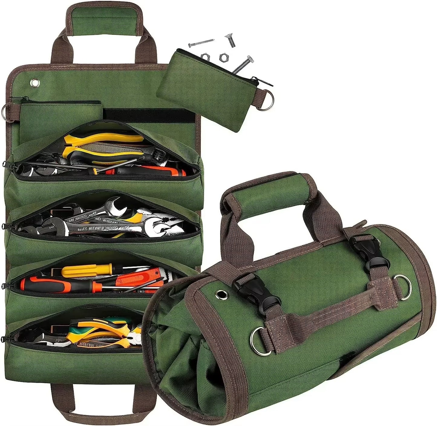 Multi-Purpose Tool Bag Portable Tool Organizer Carrier Bag Space-Saving Roll up Tool Bag for Mechanic/Electrician/Motorcycle